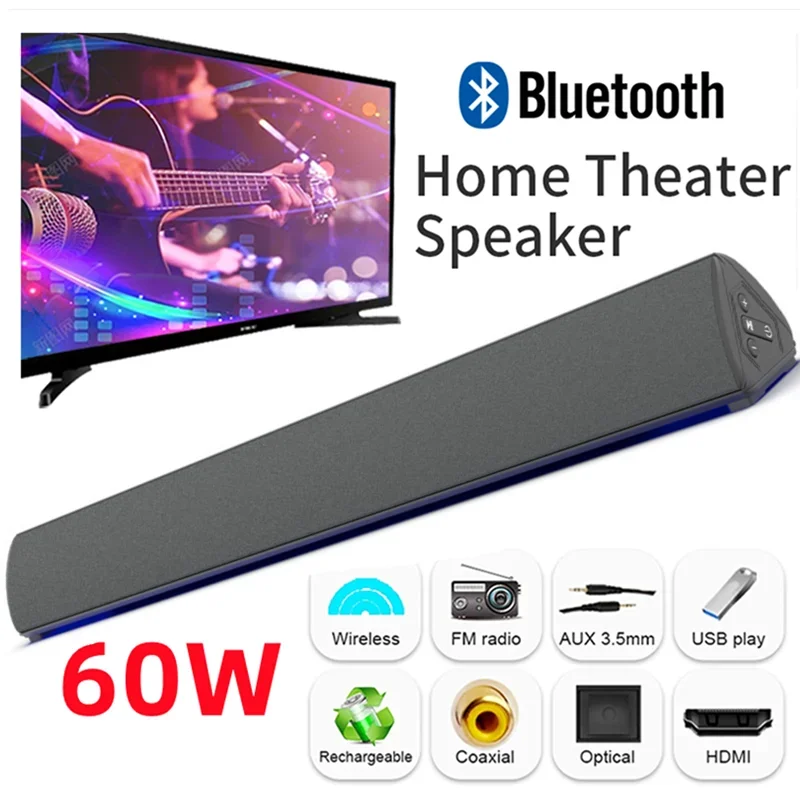 Home Cinema Audio System - 60W Wireless TV PC Soundbar Bluetooth