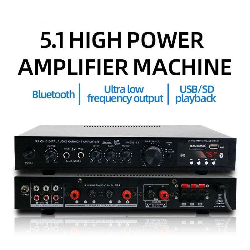 Home Cinema Audio System - AV-369BT Bluetooth 5.1 Sound Speaker AMP,Stereo