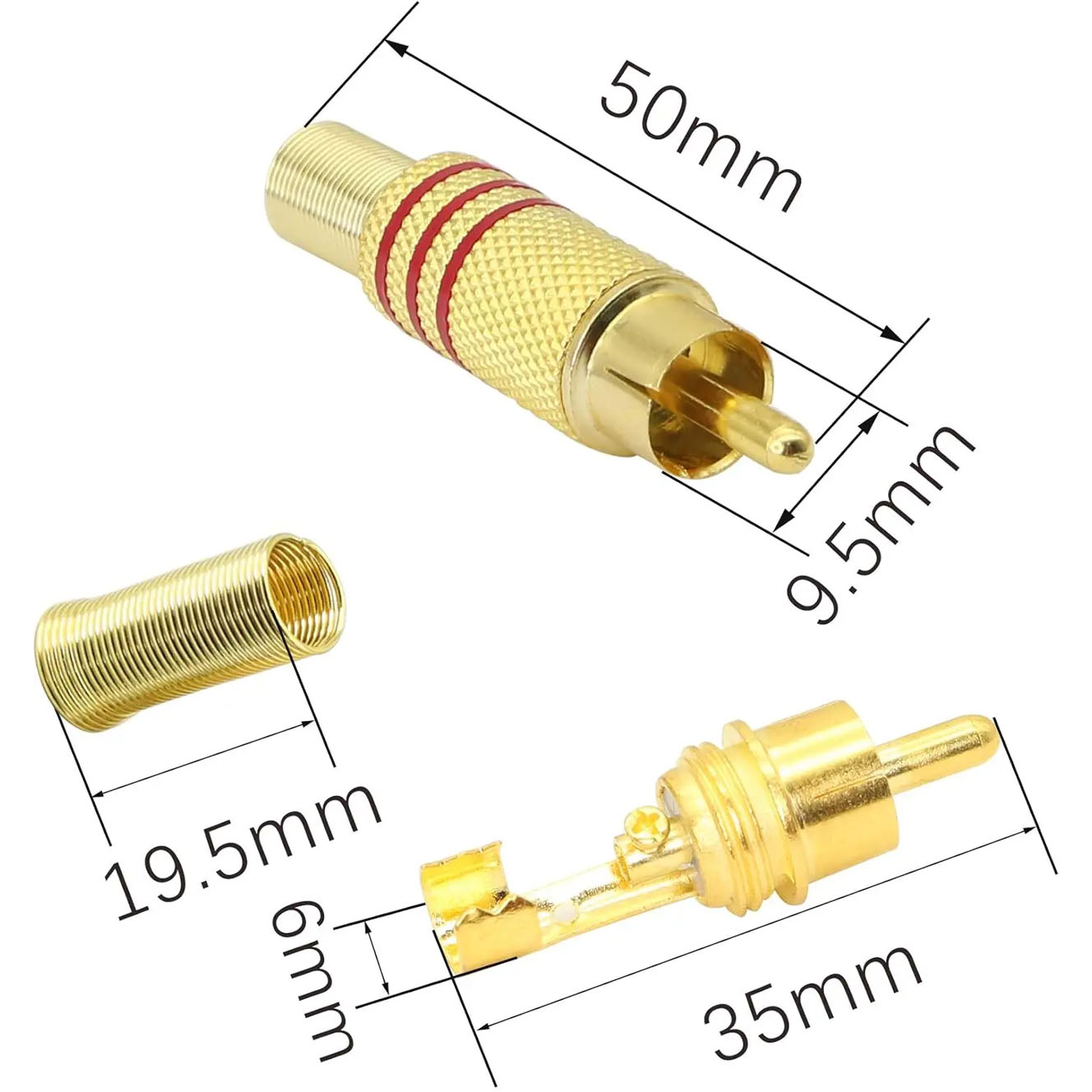 4PCS RCA Plug Gold Plated Sold - Home Cinema Audio System review and price